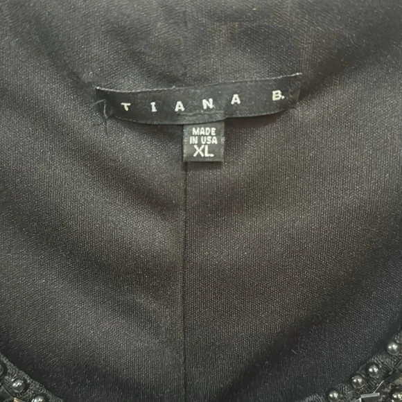 Embellished White dress black polka Dots XL Tiana B Scoop Neck Shift Preowned - Picture 3 of 10